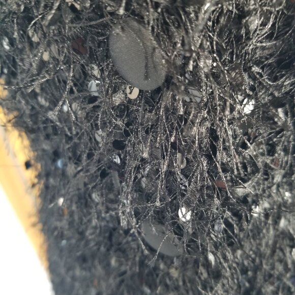 Zara Black Sequined Bustier Top Strapless Button Front Stretch Size Medium - Picture 5 of 14